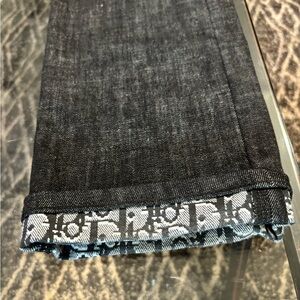 Christian Dior Black Denim Jeans with Patterned Cuffs